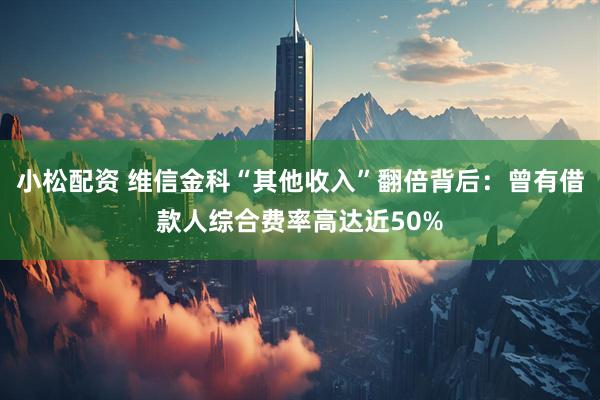 小松配资 维信金科“其他收入”翻倍背后：曾有借款人综合费率高达近50%